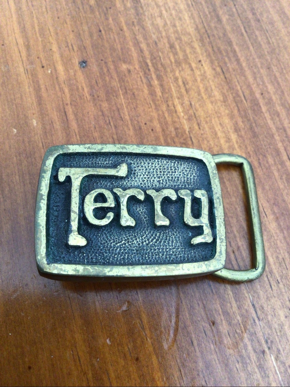 Vintage TERRY Brass Belt Buckle Solid Brass BTS Made In USA Collectible